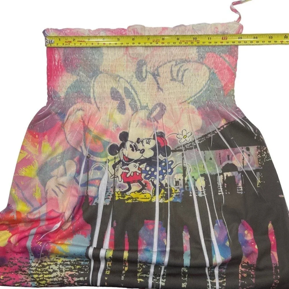 DISNEY Jerry Leigh Smocked Strapless Sun Dress Juniors M (7/9) Multi‎ Resort NWT